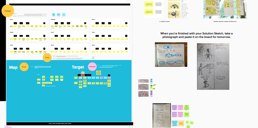 A team’s Mural board with tasks for the sprint