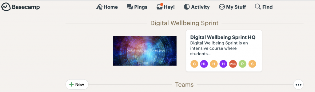 Digital Wellbeing Sprint on Basecamp